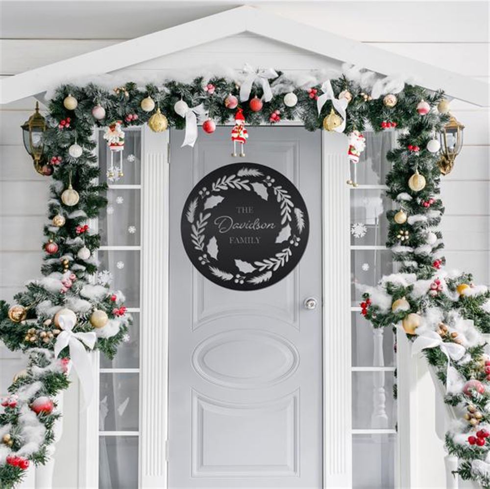 Personalized Metal Monogram Sign, Wreath Sign, Metal Cut Metal Sign, Metal Wall Art, Metal House Sign