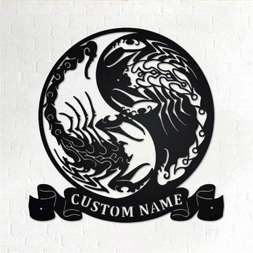 Personalized Metal Monogram Sign, Yin Yang Scorpions Metal Wall Art, Scorpions Name Sign, Scorpions Home Decor