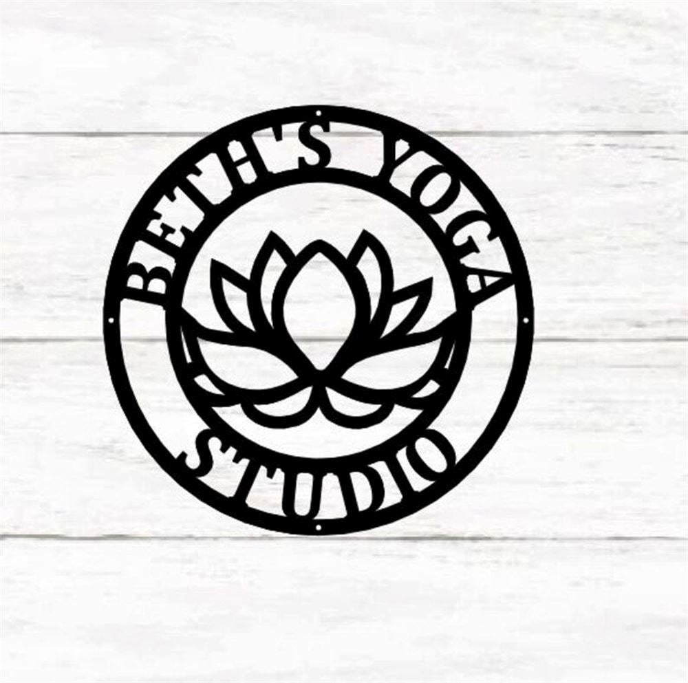 Personalized Metal Monogram Sign, Yoga Studio Decor, Lotus Flower Sign, Lotus Wall Art Metal Wall Decor, Home Decoration Yoga Wall Art