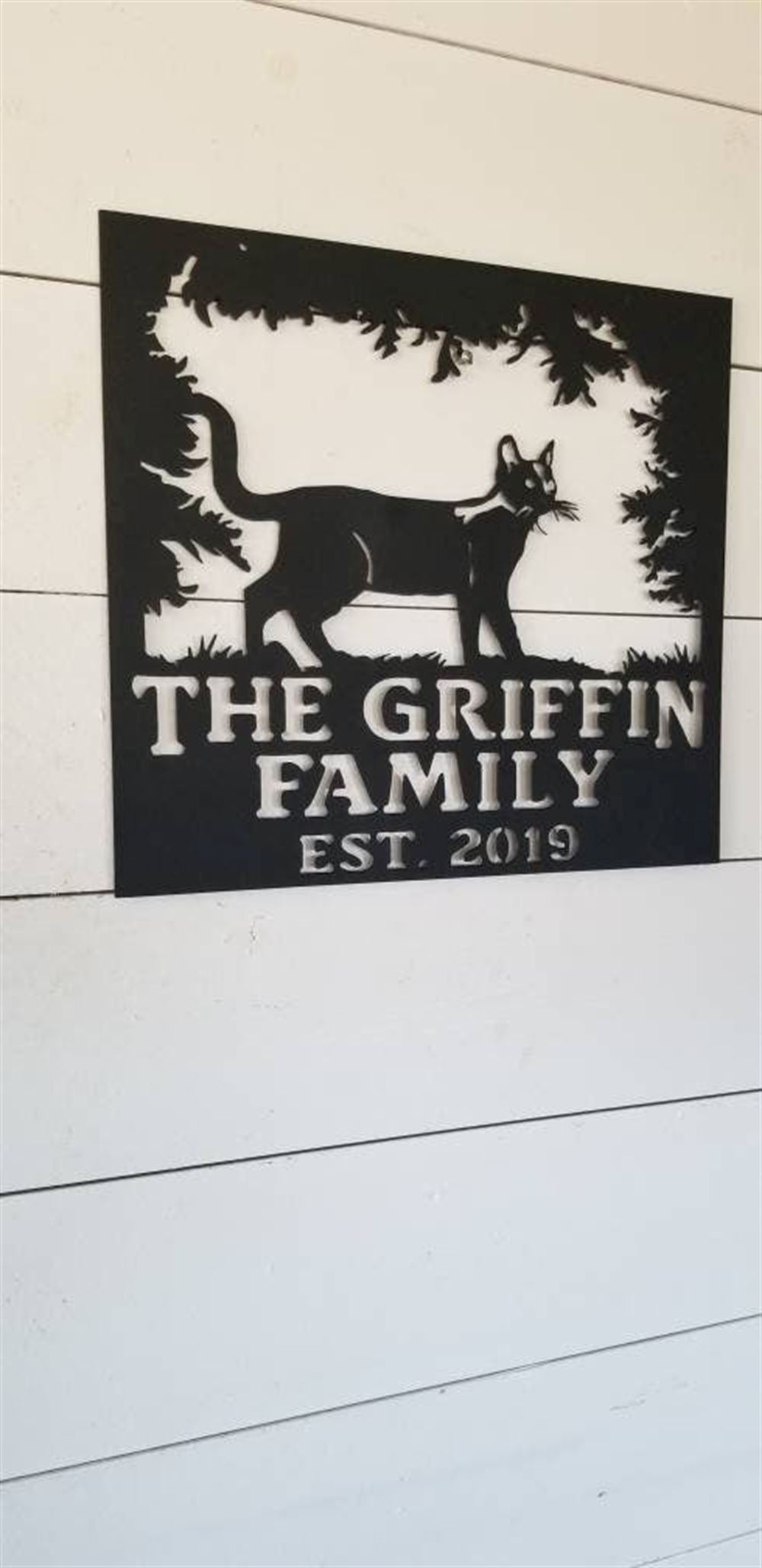 Personalized Metal Monogram Sign, Your Name Metal Cat Sign, Cat Lovers Sign, Wall Decor