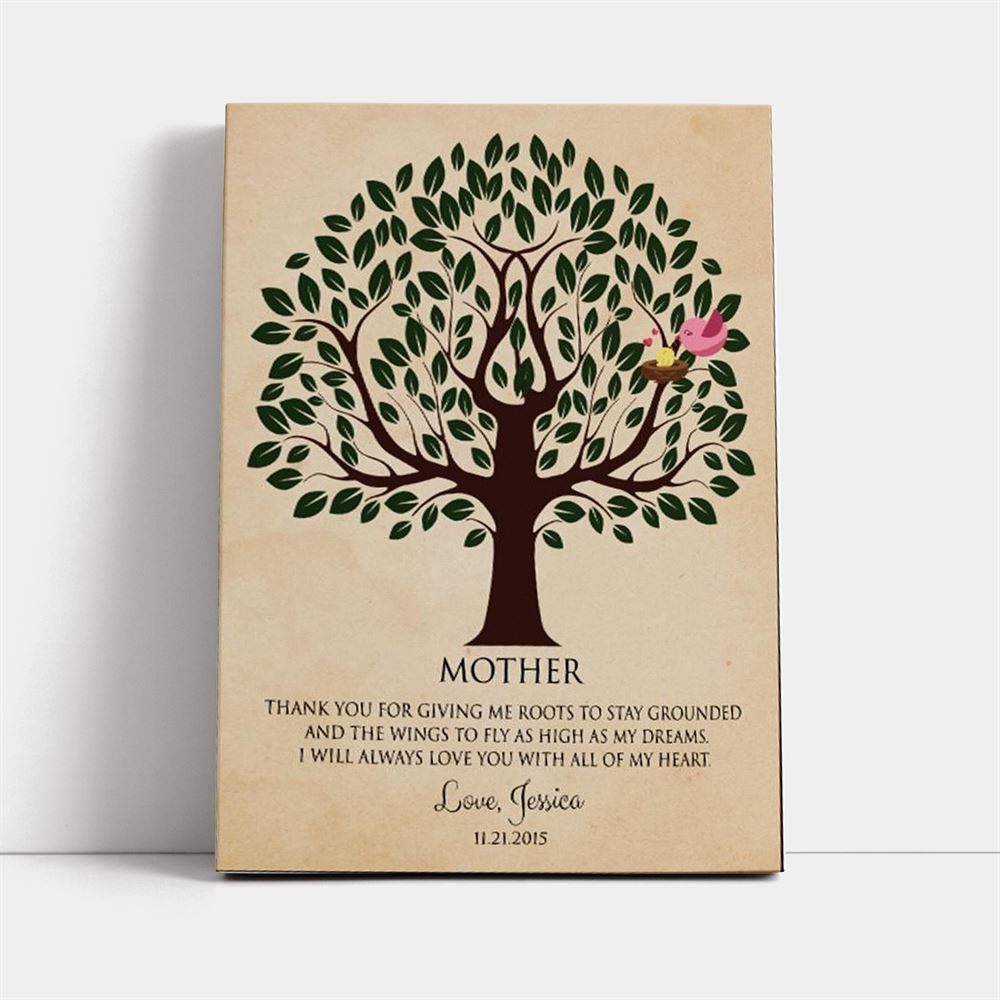Personalized Mother Thank For Giving Me Roots To Stay Grounded Tree Of Life Canvas, Mother&#39;s Day Canvas Art, Gift For Mom, Mother&#39;s Day Wall Art