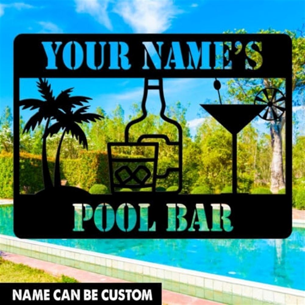 Personalized Pool Bar Metal Signs, Outdoor Tiki Bar Sign, Beach Sign, Metal Bar Sign, Pool Bar Drink Sign, Home Bar Sign