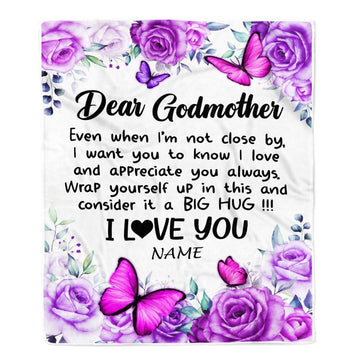 Personalized To My Godmother Blanket From Goddaughter Niece Butterfly Love And Appreciate Blanket, Mother&#39;s Day Blanket, Presents For Her