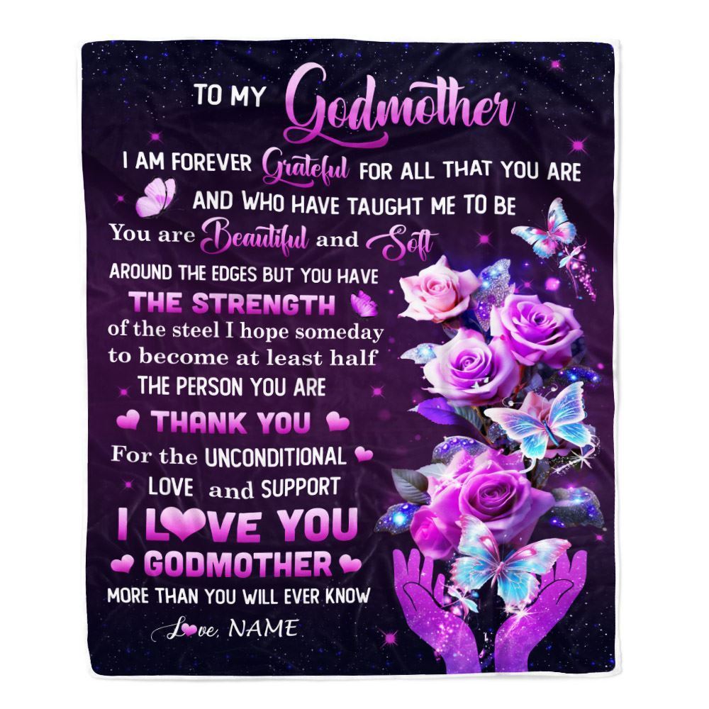 Personalized To My Godmother Blanket Thank You For Love Butterfly Blanket, Mother&#39;s Day Blanket, Presents For Her