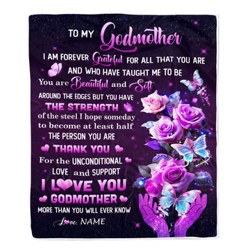 Personalized To My Godmother Blanket Thank You For Love Butterfly Blanket, Mother&#39;s Day Blanket, Presents For Her