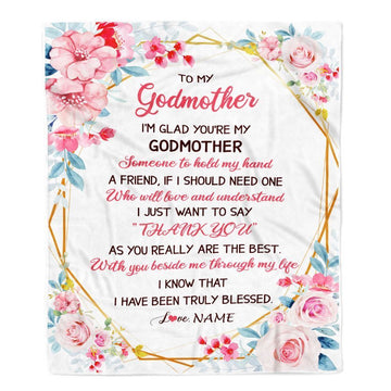 Personalized To My Godmother Blanket from Goddaughter Floral I&#39;m Glad You&#39;re My Blanket, Mother&#39;s Day Blanket, Presents For Her