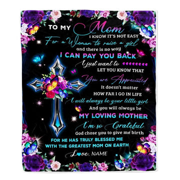 Personalized To My Mom Blanket From Daughter Letter Love You Cross Christian Blanket, Mother&#39;s Day Blanket, Presents For Her
