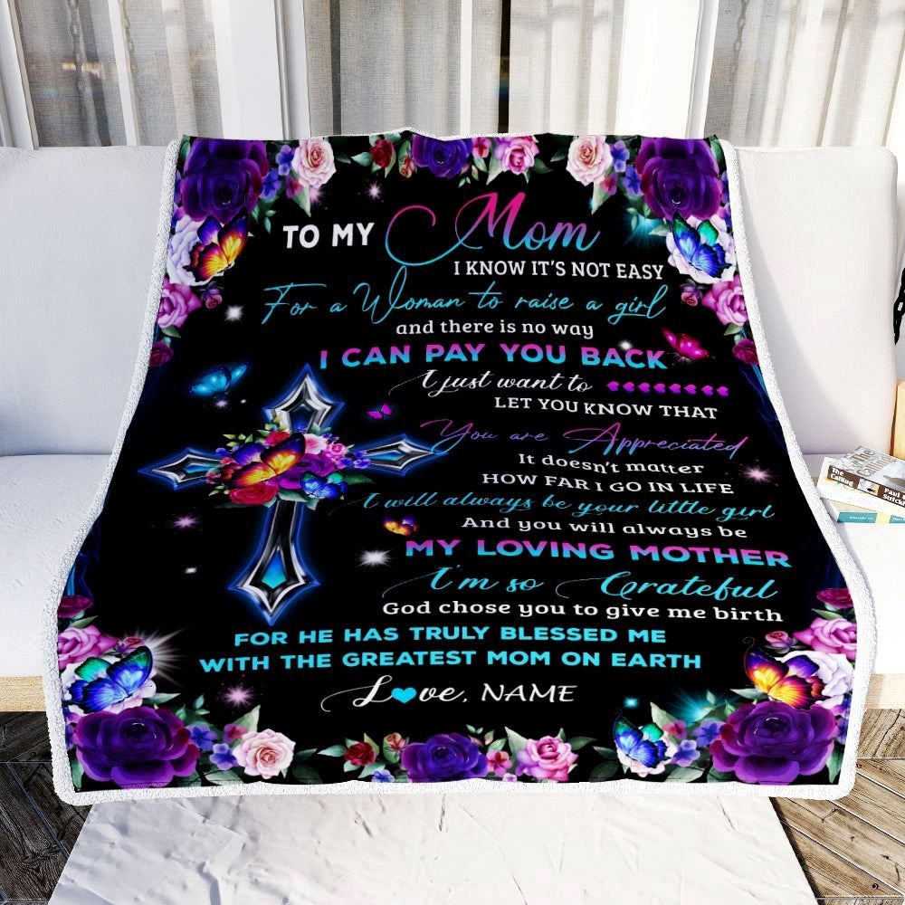 Personalized To My Mom Blanket From Daughter Letter Love You Cross Christian Blanket, Mother&#39;s Day Blanket, Presents For Her