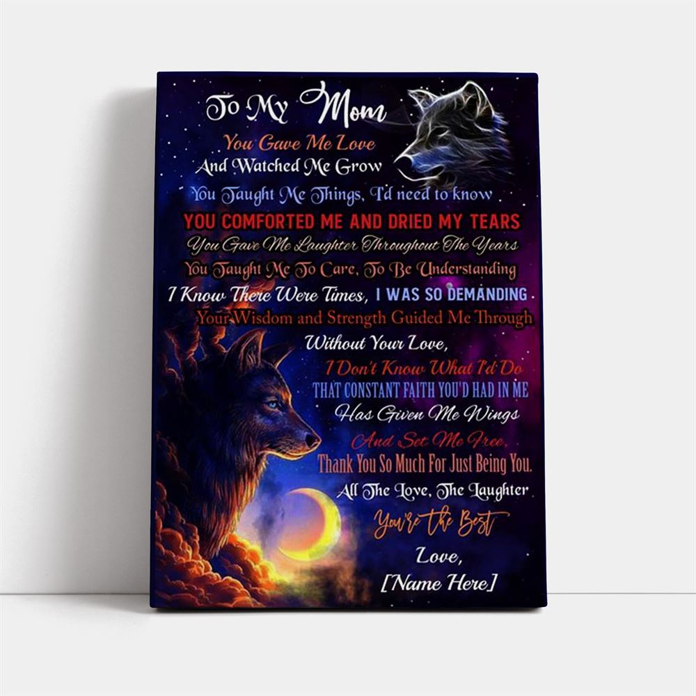 Personalized To My Mom Wolf Premium Canvas, Mother&#39;s Day Canvas Art, Gift For Mom, Birthday Gift, Mother&#39;s Day Wall Art