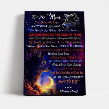 Personalized To My Mom Wolf Premium Canvas, Mother&#39;s Day Canvas Art, Gift For Mom, Birthday Gift, Mother&#39;s Day Wall Art