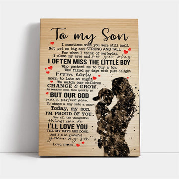 Personalized To My Son I Sometimes Wish You Were Still Small Canvas, Mother&#39;s Day Canvas Art, Gift For Mom, Birthday Gift, Mother&#39;s Day Wall Art