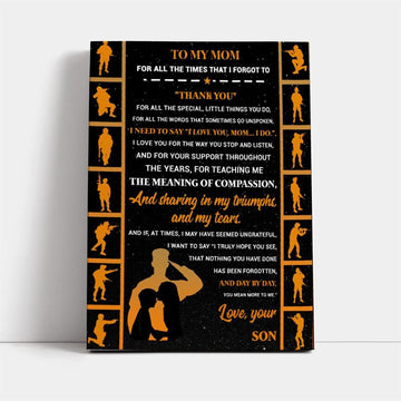 Personalized Veteran To My Mom For All The Times I Forgot To Thank You Canvas, Mother&#39;s Day Canvas Art, Gift For Mom, Mother&#39;s Day Wall Art