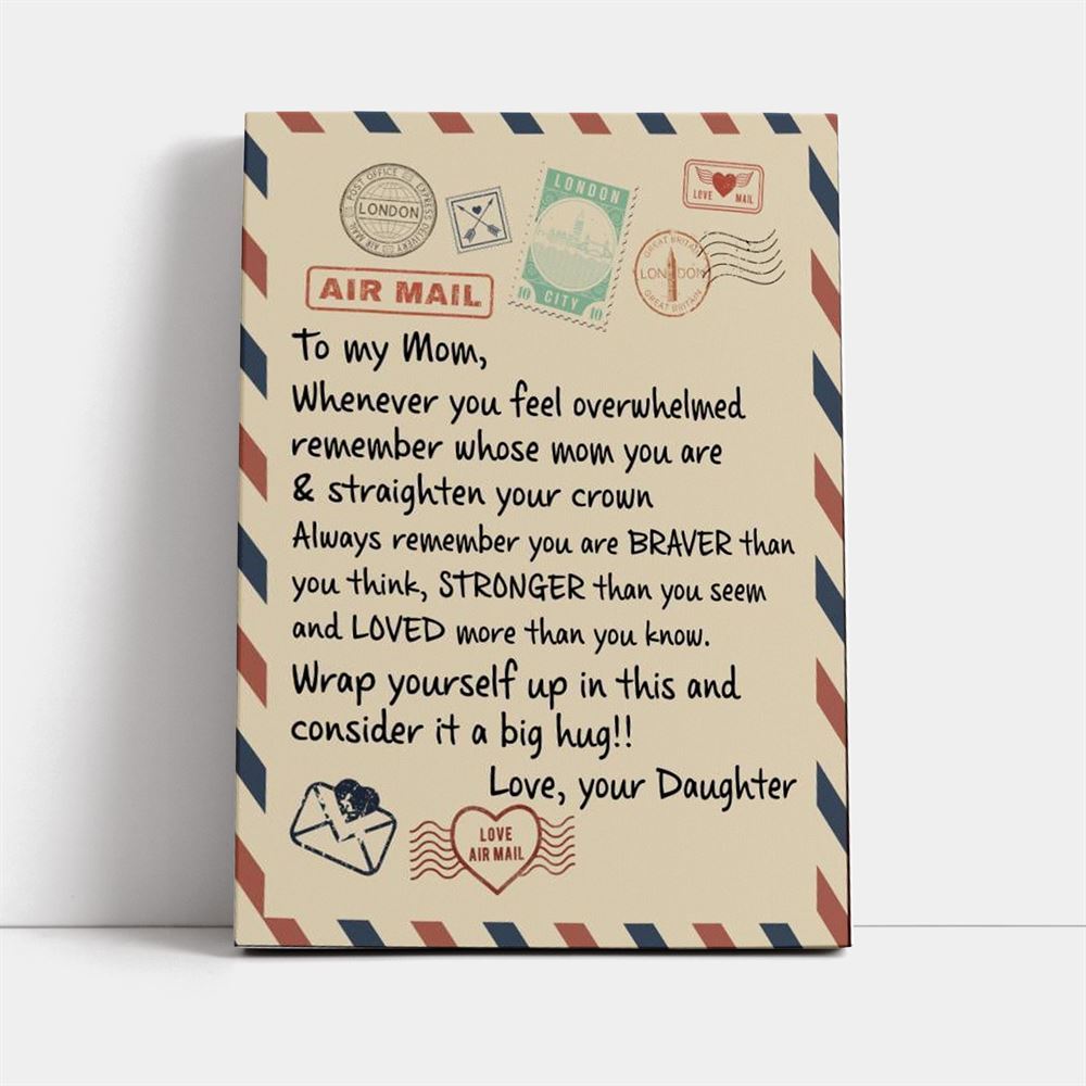 Personalized Whenever You Feel Overwhelmed Remember Whose Mom You Are Air Mail Canvas, Mother&#39;s Day Canvas Art, Gift For Mom