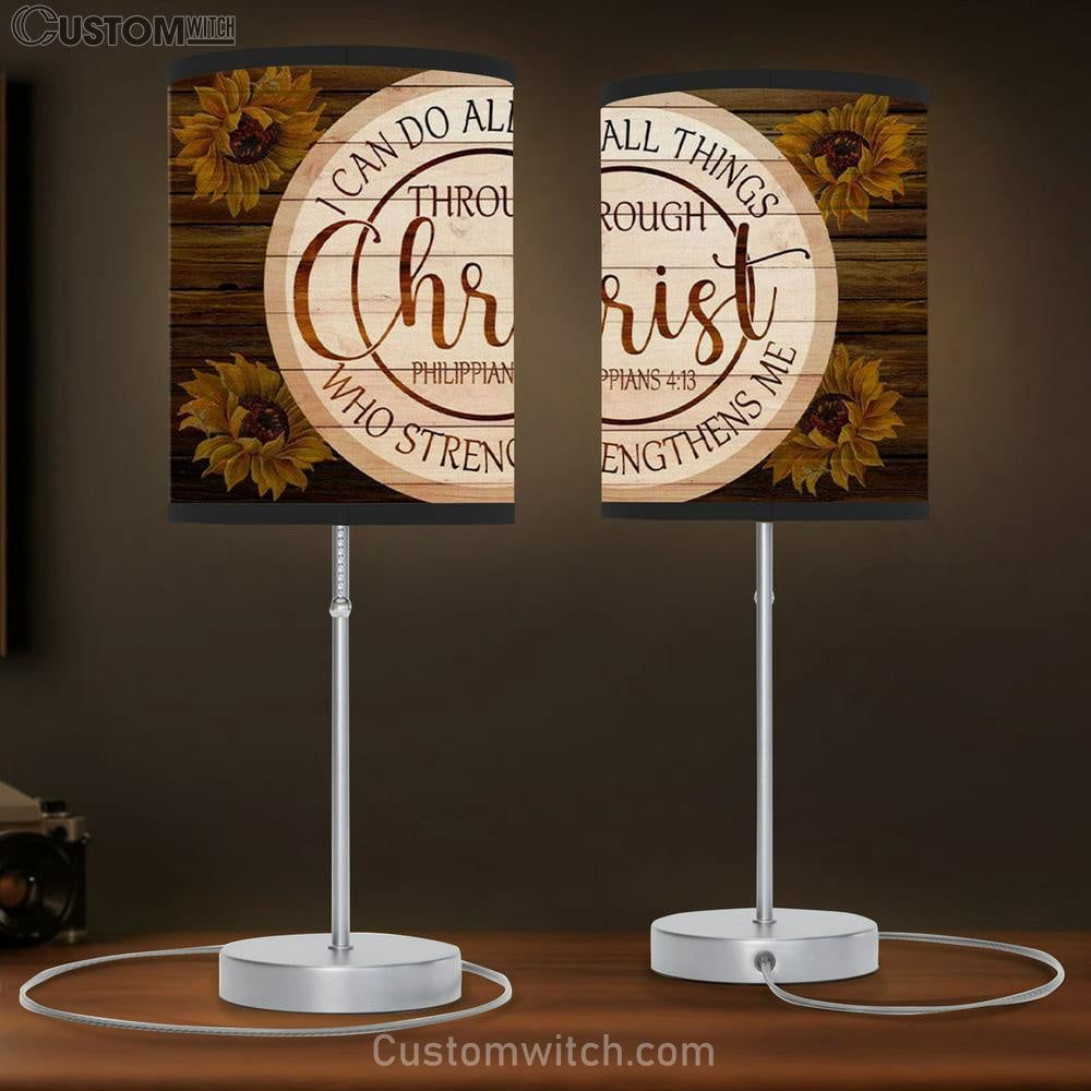 Philippians 413 Lamp Gift Sunflower I Can Do All Things Through Christ Table Lamp Print - Christian Bedroom Decor