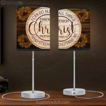 Philippians 413 Lamp Gift Sunflower I Can Do All Things Through Christ Table Lamp Print - Christian Bedroom Decor
