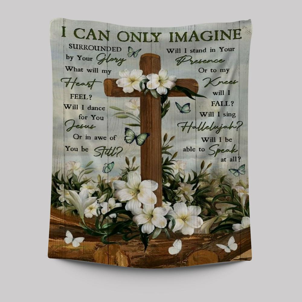 Plumeria Painting Jesus Cross I Can Only Imagine Tapestry