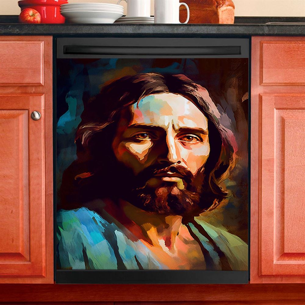 Portrait Of Jesus Dishwasher Cover, Christian Dishwasher Wrap, Jesus Kitchen Decoration