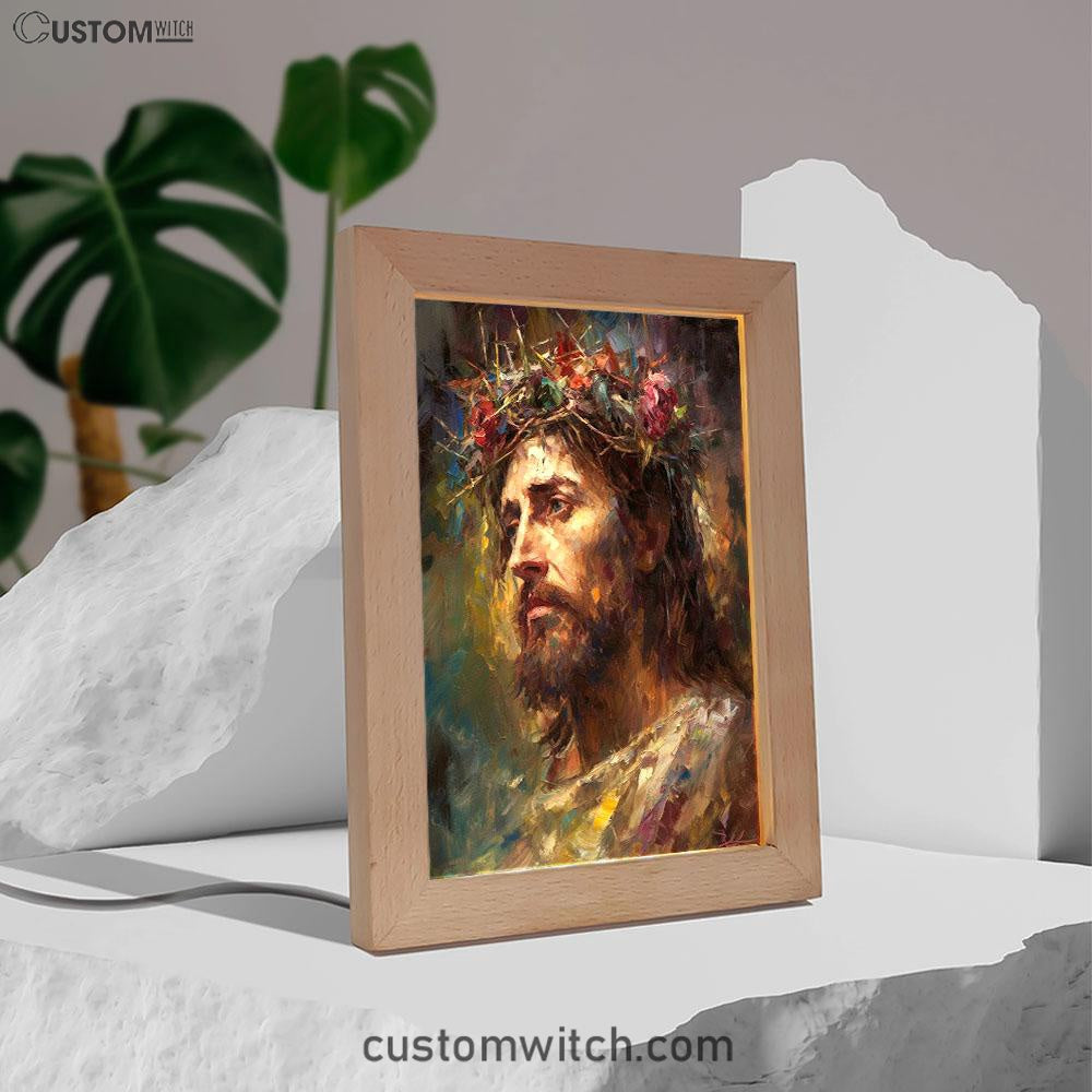 Portrait Of Jesus With The Crown Of Thorn Frame Lamp Prints - Jesus Frame Lamp Art - Christian Art Decor