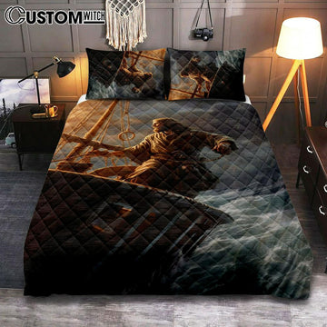 Power Jesus Christ Came To Rescue A Fishing Boat In A Storm Quilt Bedding Set Prints - Jesus Quilt Bedding Set Art - Christian Bedroom Decor