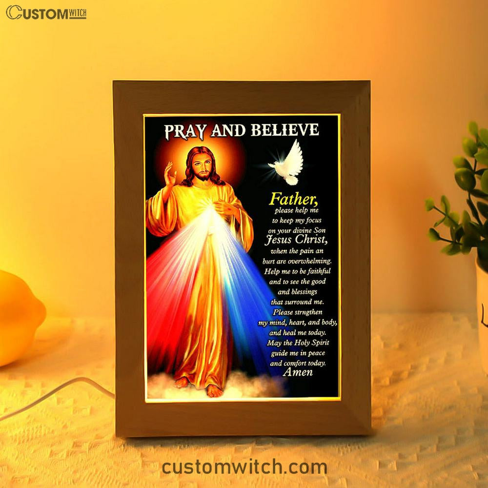 Pray And Believe Jesus Christ Frame Lamp Art - Jesus Frame Lamp Pictures - Christian Night Light