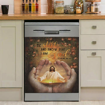 Pray For Healing Jesus&#39;S Hand Rose Garden Be Still And Know That I Am God Dishwasher Cover, Jesus Christ Dishwasher Wrap, Christian Kitchen Decoration