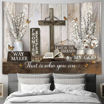 Pray To Jesus Jesus Is The Light In The Darkness The Bible Wooden Cross Tapestry Art - Christian Wall Art Decor - Bible Verse Tapestry