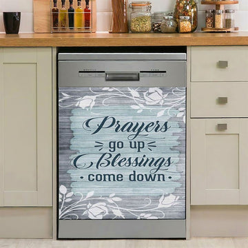 Prayers Go Up Blessings Come Down Christian Dishwasher Cover, Bible Verse Dishwasher Wrap, Scripture Kitchen Decoration