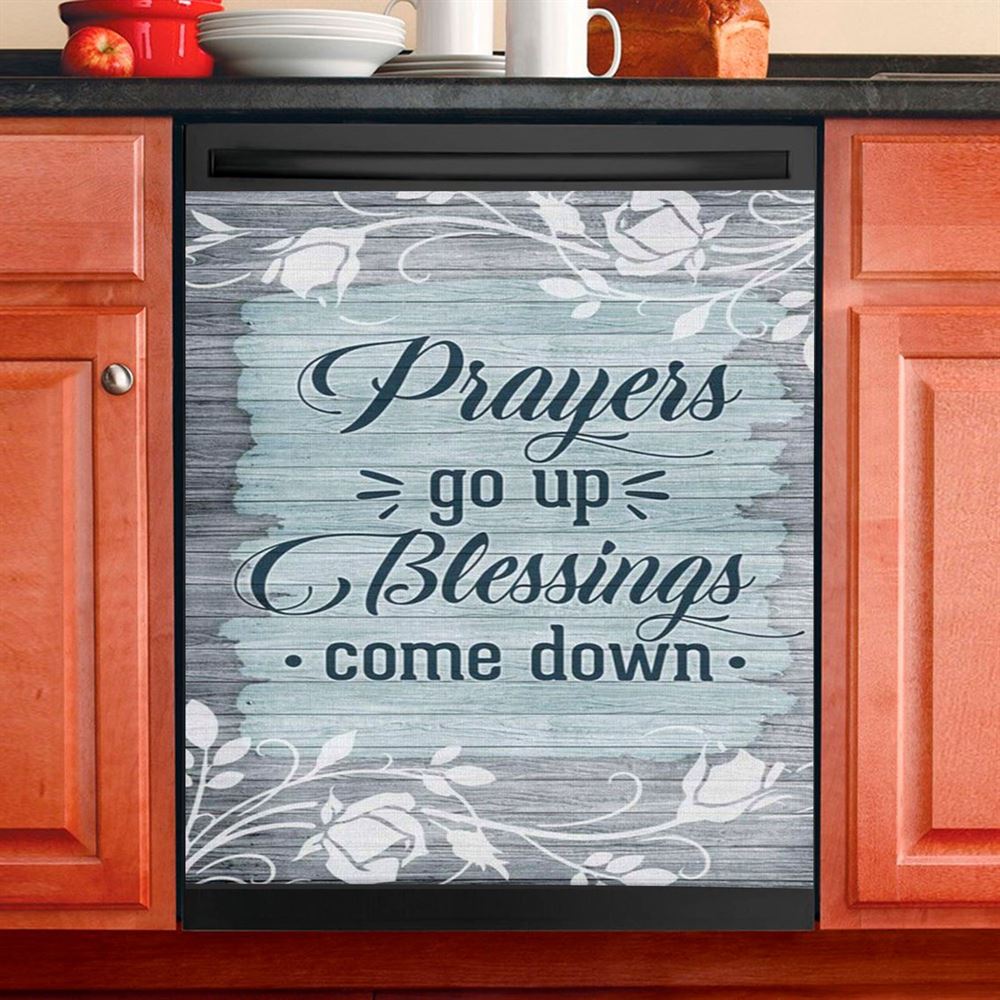 Prayers Go Up Blessings Come Down Christian Dishwasher Cover, Bible Verse Dishwasher Wrap, Scripture Kitchen Decoration