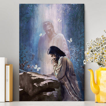 Praying With God White Butterfly Forest Canvas Print - Inspirational Canvas Art - Christian Wall Art Home Decor