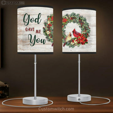 Pretty Cardinal Couple God Gave Me Youwall Decor Visual Art Table Lamp Art - Christian Lamp Gift Decor - Bible Verse Table Lamp