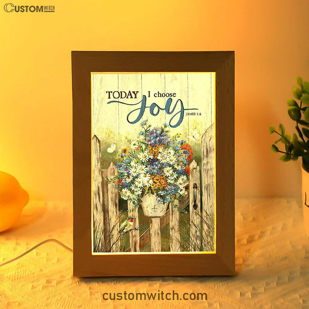 Pretty Flower Vase Today I Choose Joy Frame Lamp - Christian Art - Religious Home Decor