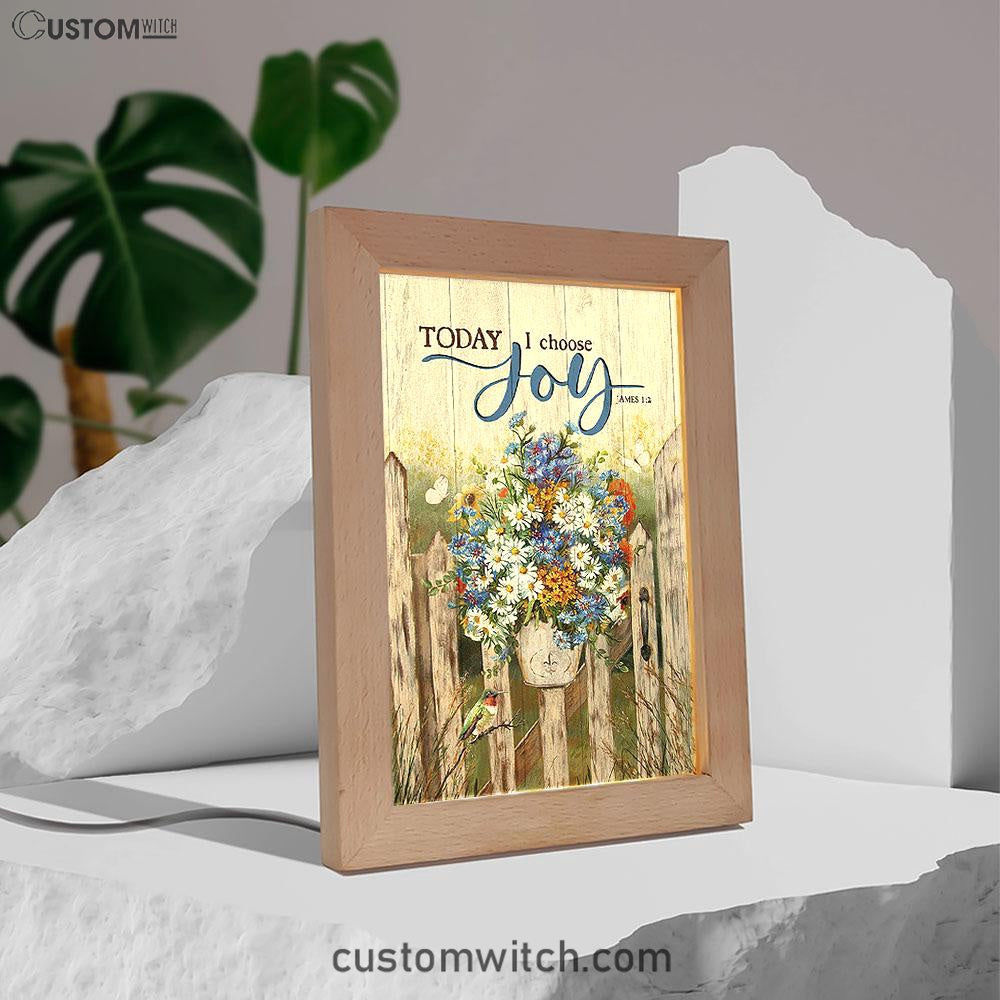 Pretty Flower Vase Today I Choose Joy Frame Lamp - Christian Art - Religious Home Decor