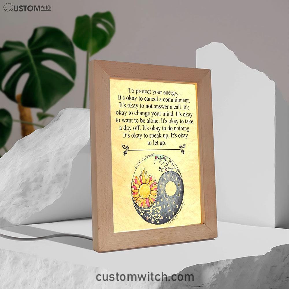 Protect Yourself- Live &amp; Love Frame Lamp Art - Live By The Sun Love By The Moon - Christian Night Light Decor