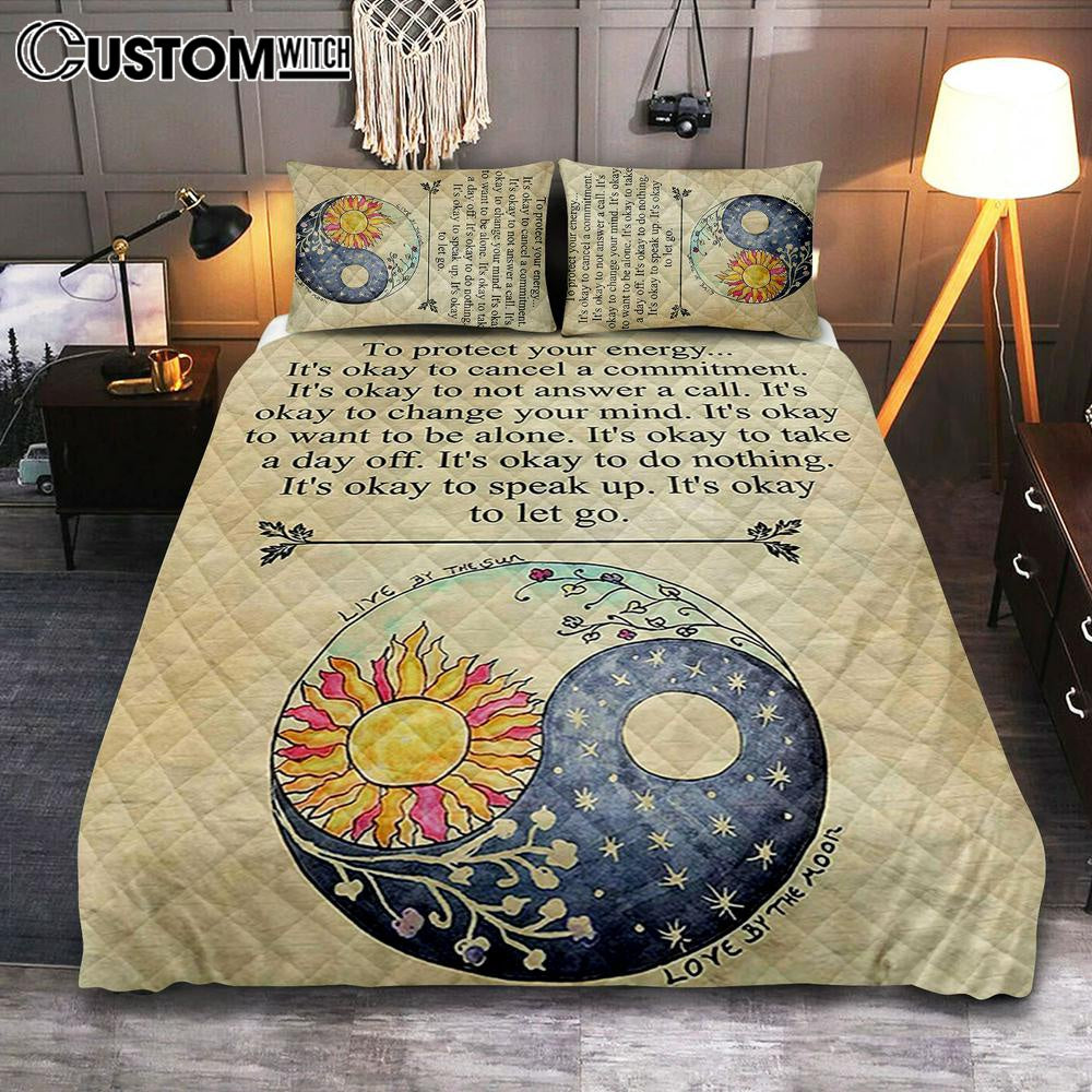 Protect Yourself- Live &amp; Love Quilt Bedding Set Bedroom - Live By The Sun Love By The Moon - Christian Quilt Bedding Set Bedroom Decor