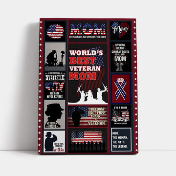 Proud Of Veteran Mom Canvas Prints Vintage, Mother&#39;s Day Canvas Art, Gift For Mom, Birthday Gift, Mother&#39;s Day Wall Art