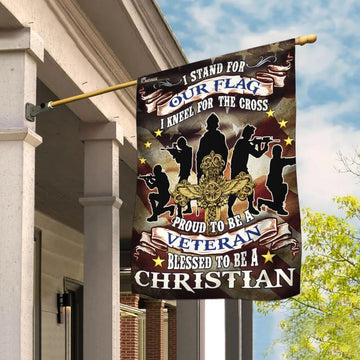 Proud To Be A Veteran. Blessed To Be A Christian House Flag, Outdoor Religious Flags, Christian Flag, Scripture Flag, Garden Banner