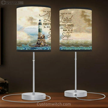 Proverbs 1810 The Name Of The Lord Is A Fortified Tower - Bible Verse Table Lamp Gift - Christian Bedroom Decor