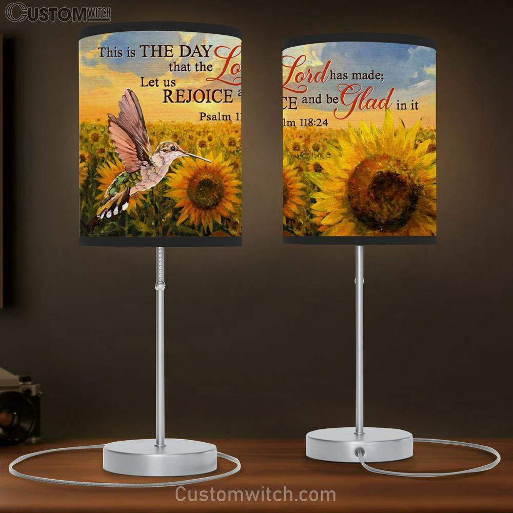 Psalm 11824 This Is The Day That The Lord Has Made Table Lamp Gift - Hummingbird Sunflower Christian Table Lamp - Christian Bedroom Decor
