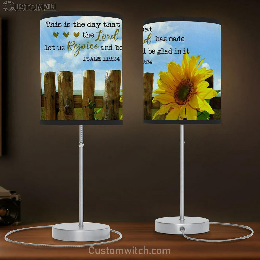 Psalm 11824 This Is The Day That The Lord Has Made Table Lamp Gift - Sunflower - Christian Bedroom Decor