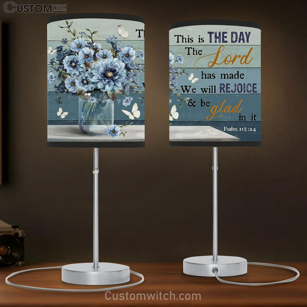 Psalm 11824 This Is The Day The Lord Has Made Table Lamp Gift - Flowers Bible Verse Lamp Gift Decor - Christian Bedroom Decor