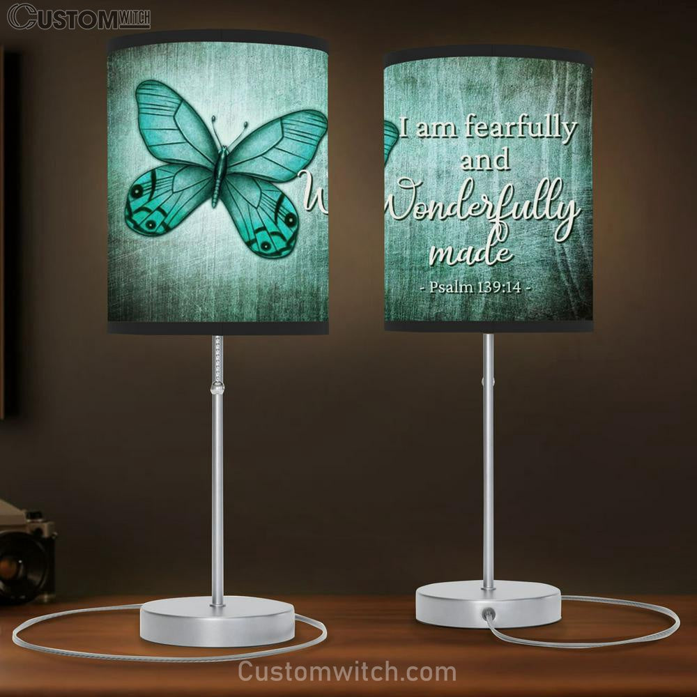 Psalm 13914 I Am Fearfully And Wonderfully Made Butterfly Lamp Gift Table Lamp - Christian Lamp Gift Decor - Scripture Table Lamp Prints