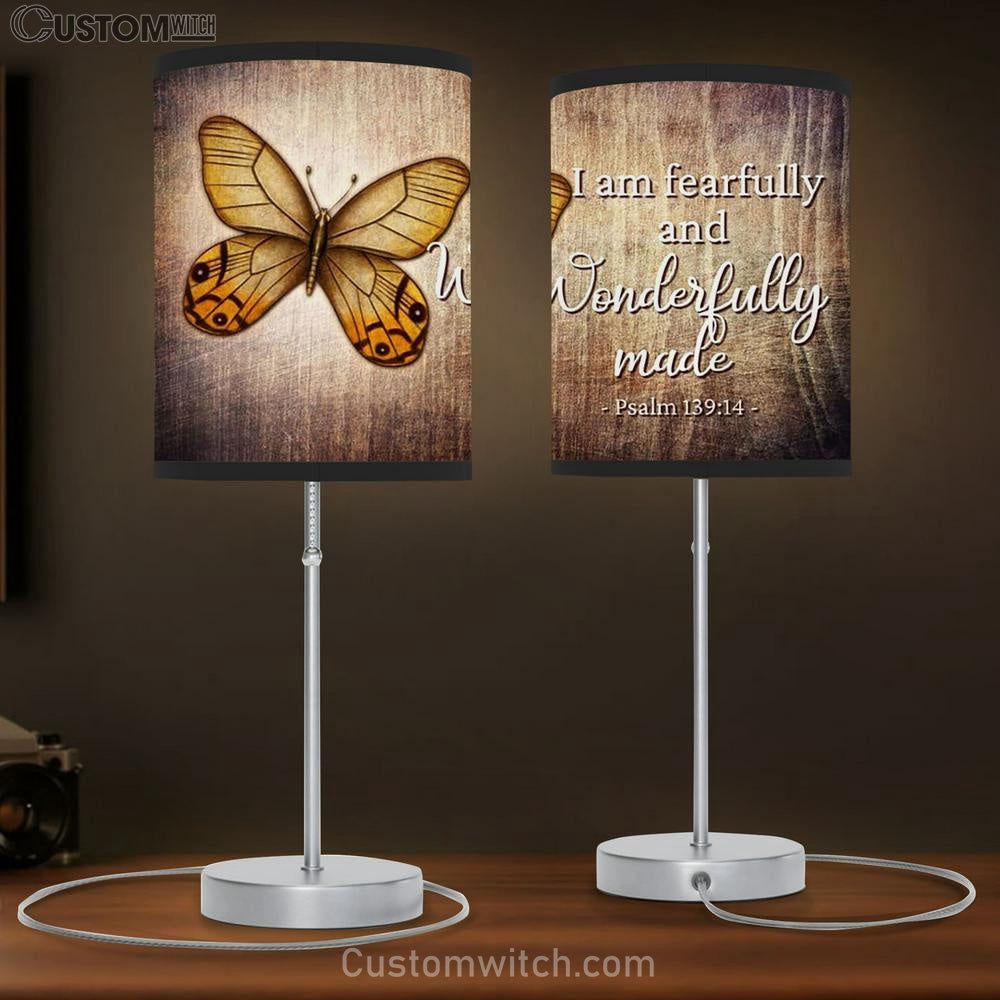 Psalm 139 14 I Am Fearfully And Wonderfully Made Butterfly Lamp Gift Table Lamp - Christian Lamp Gift Decor - Scripture Table Lamp Prints