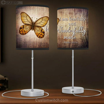 Psalm 139 14 I Am Fearfully And Wonderfully Made Butterfly Lamp Gift Table Lamp - Christian Lamp Gift Decor - Scripture Table Lamp Prints