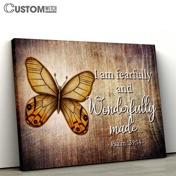 Psalm 139 14 I Am Fearfully And Wonderfully Made Butterfly Wall Art Canvas - Christian Wall Art Decor - Scripture Canvas Prints
