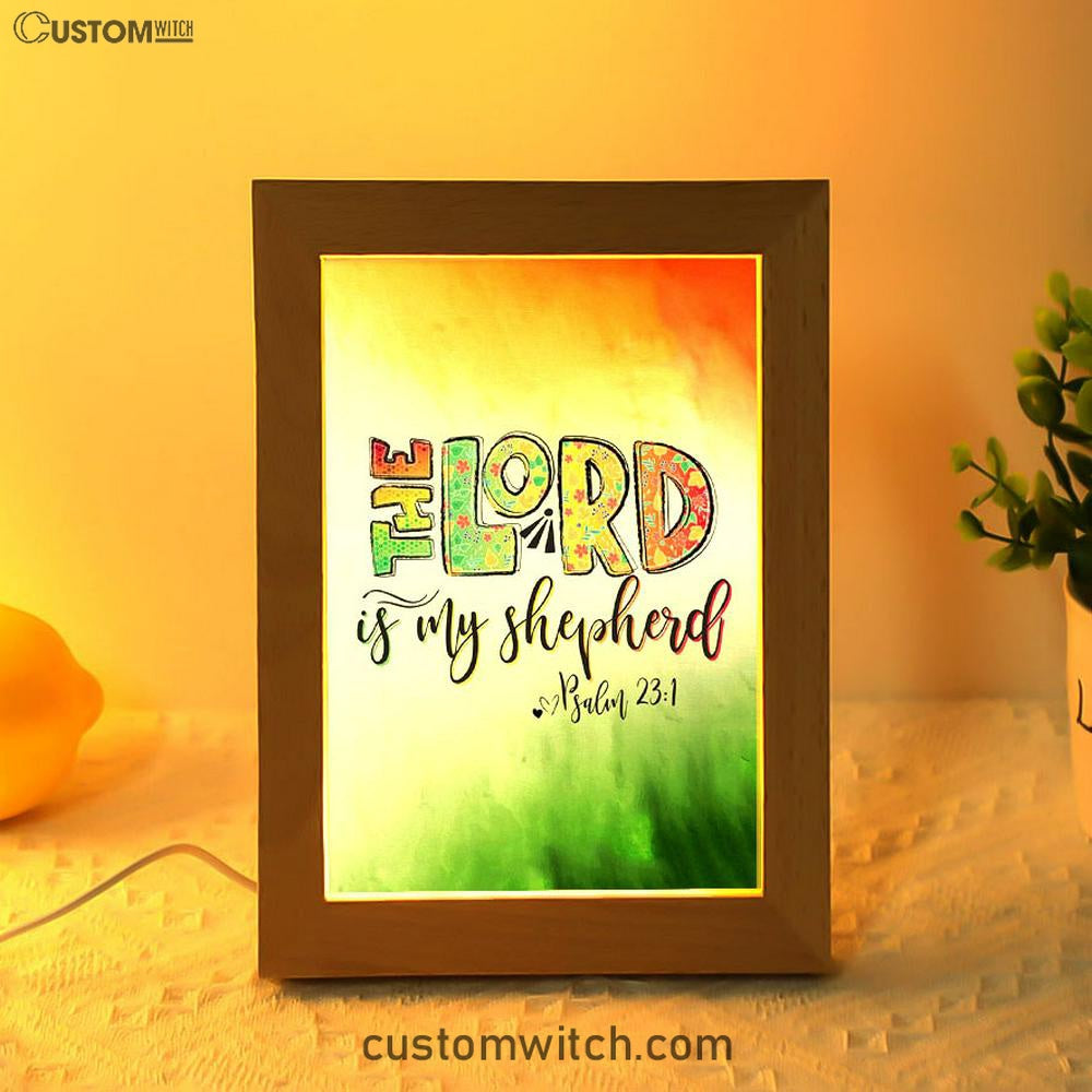 Psalm 231 The Lord Is My Shepherd Frame Lamp Art - Christian Night Light - Religious Decor