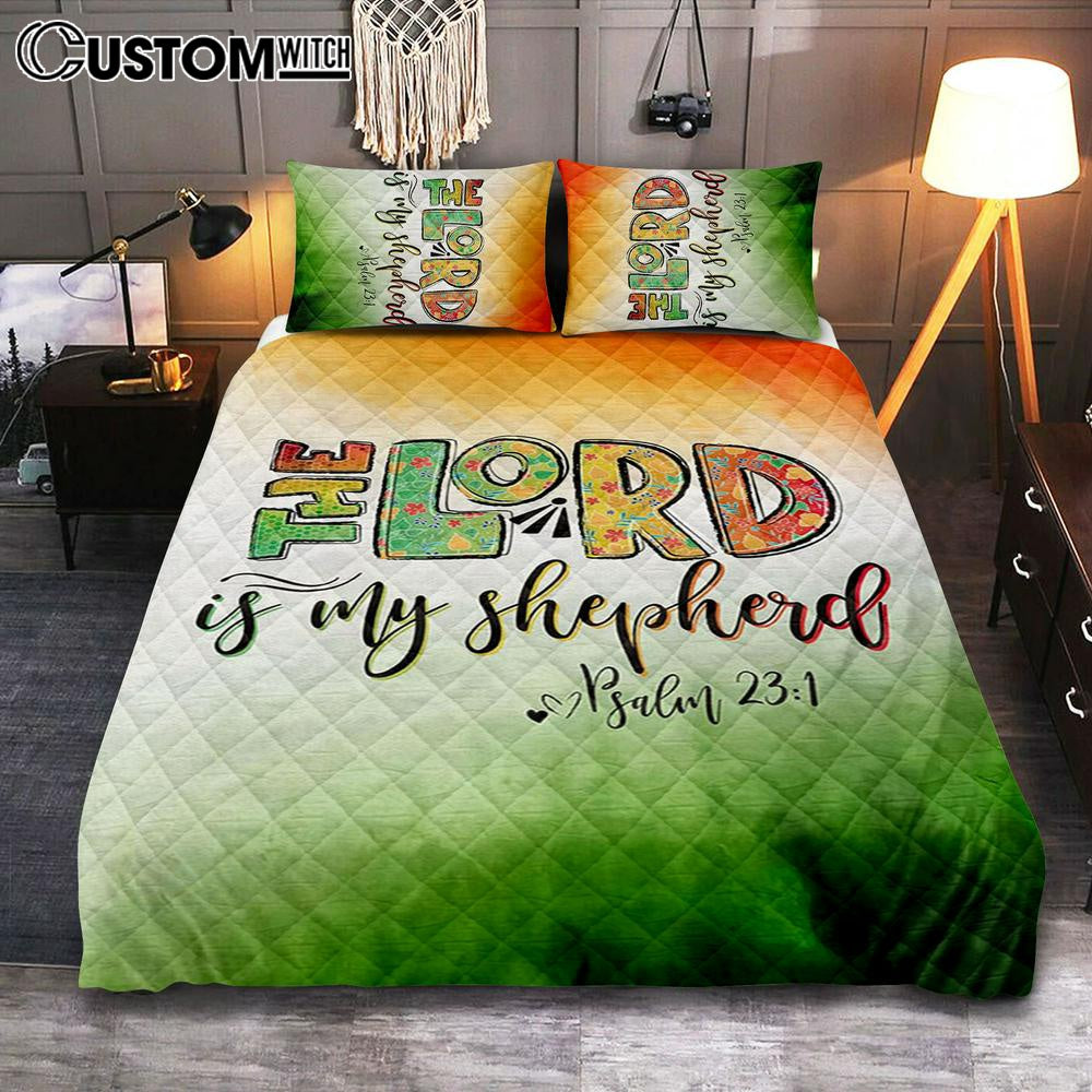 Psalm 231 The Lord Is My Shepherd Quilt Bedding Set Bedroom - Christian Quilt Bedding Set Prints - Religious Cover Twin Bedding Decor