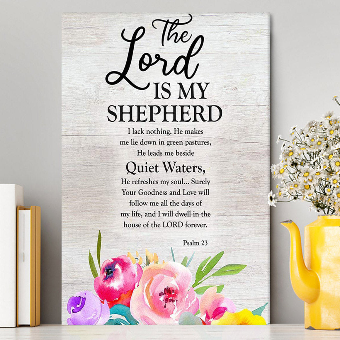Psalm 23 - The Lord Is My Shepherd Canvas Wall Art - Christian Canvas Wall Art Decor