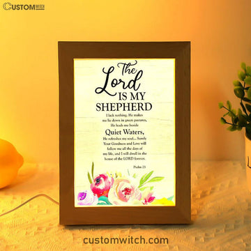 Psalm 23 - The Lord Is My Shepherd Frame Lamp Art - Christian Night Light Decor