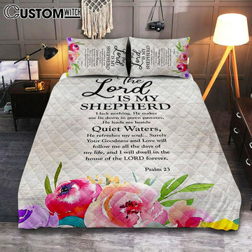Psalm 23 - The Lord Is My Shepherd Quilt Bedding Set Bedroom - Christian Quilt Bedding Set Bedroom Decor