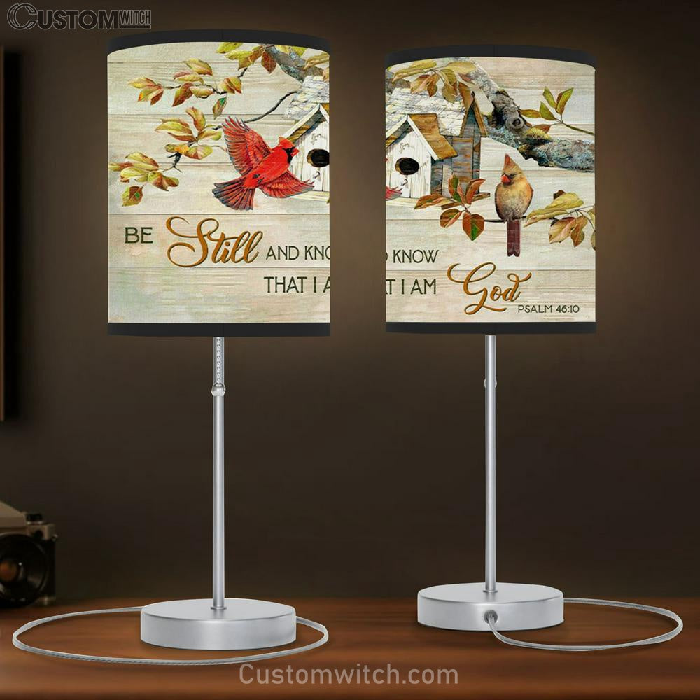 Psalm 4610 Be Still And Know That I Am God Table Lamp Gift - Cardinal Couple - Christian Bedroom Decor